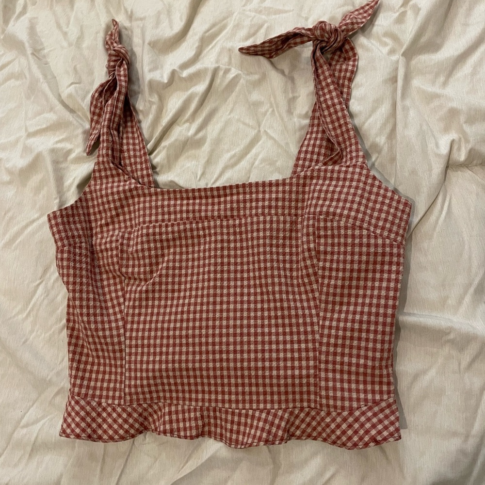 Zara Gingham Tie Top